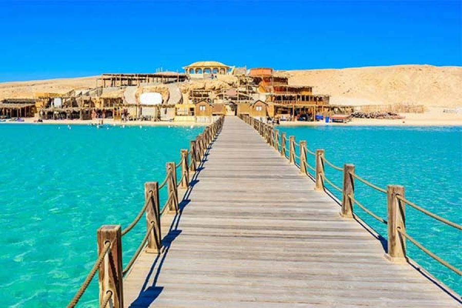 beaches of Giftun Island, stretching along crystal-clear turquoise waters of the Red Sea