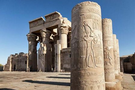 The unique dual-temple design of Kom Ombo Temple, with its twin sanctuaries dedicated to Sobek and Horus the Elder