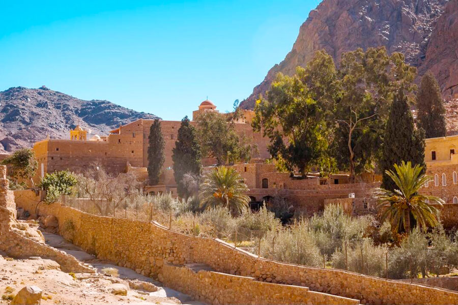 Saint Catherine's Monastery beneath the mountains of Sinai